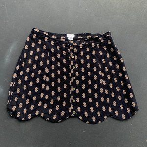 Scalloped Button Down Mini Skirt